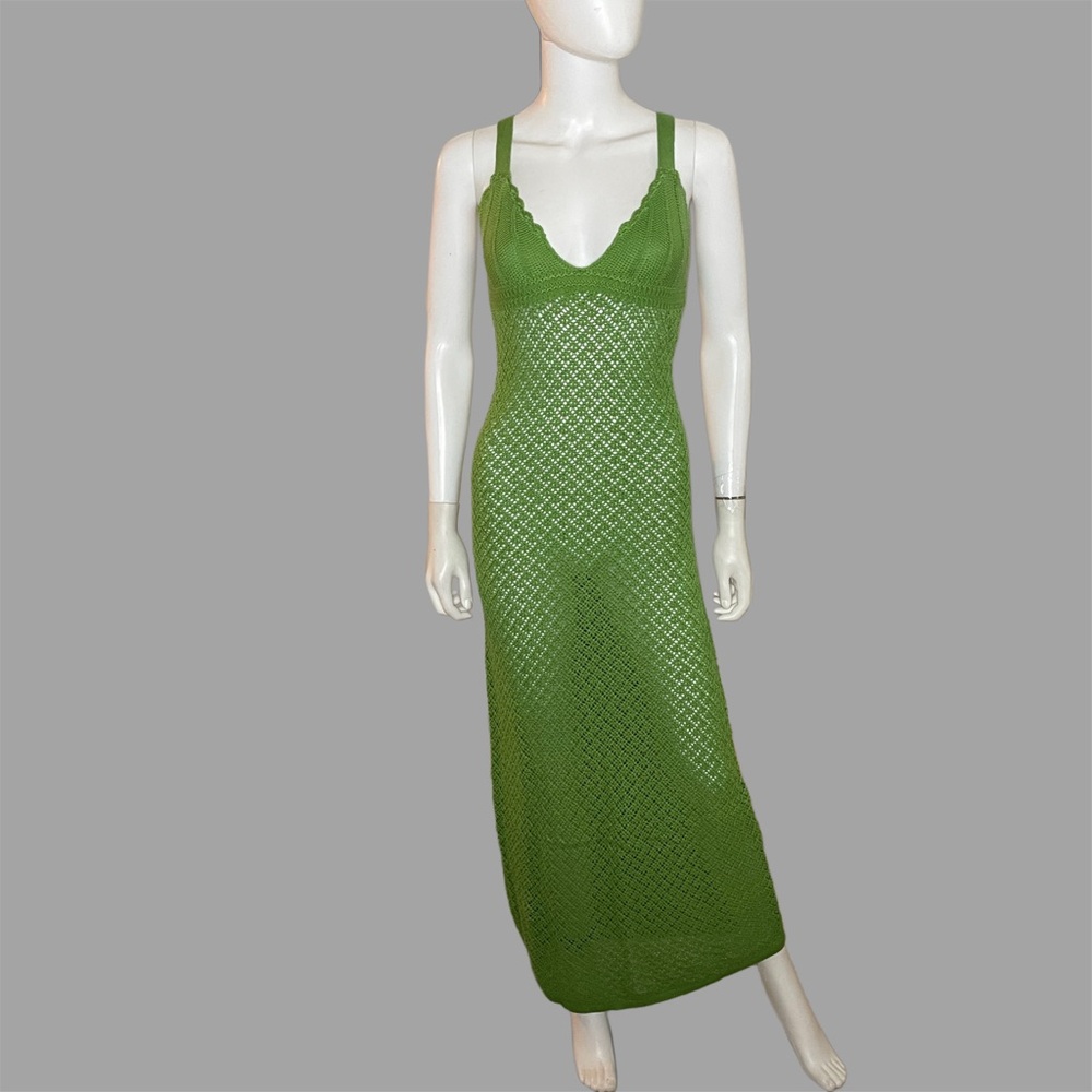 Elegant‎ Green Crotchet Cover Up Maxi Dress
